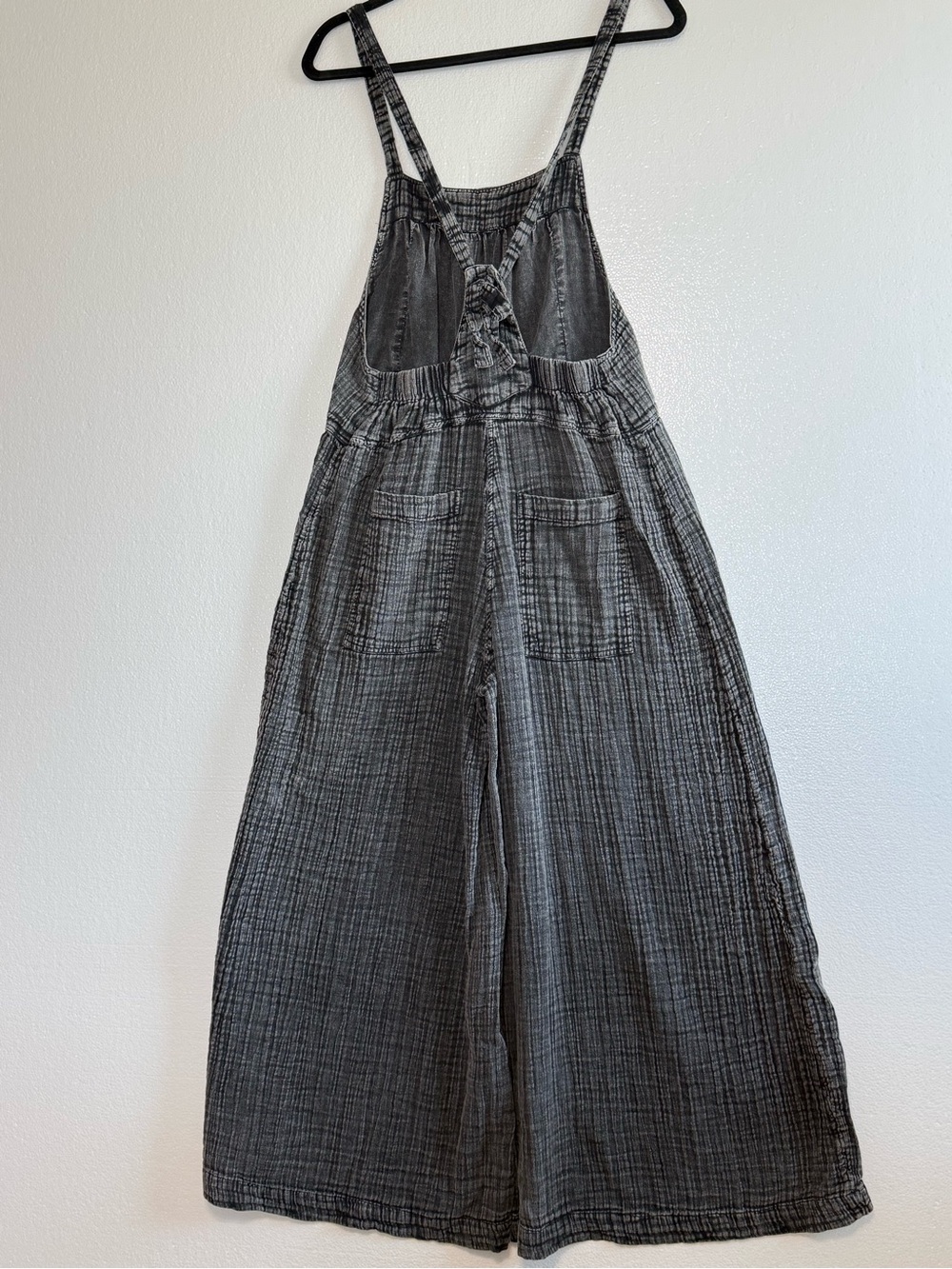 Natural Life Dakota Tie Cotton Gauze Wide Leg Boho Overall washed Black Size L - Picture 3 of 14